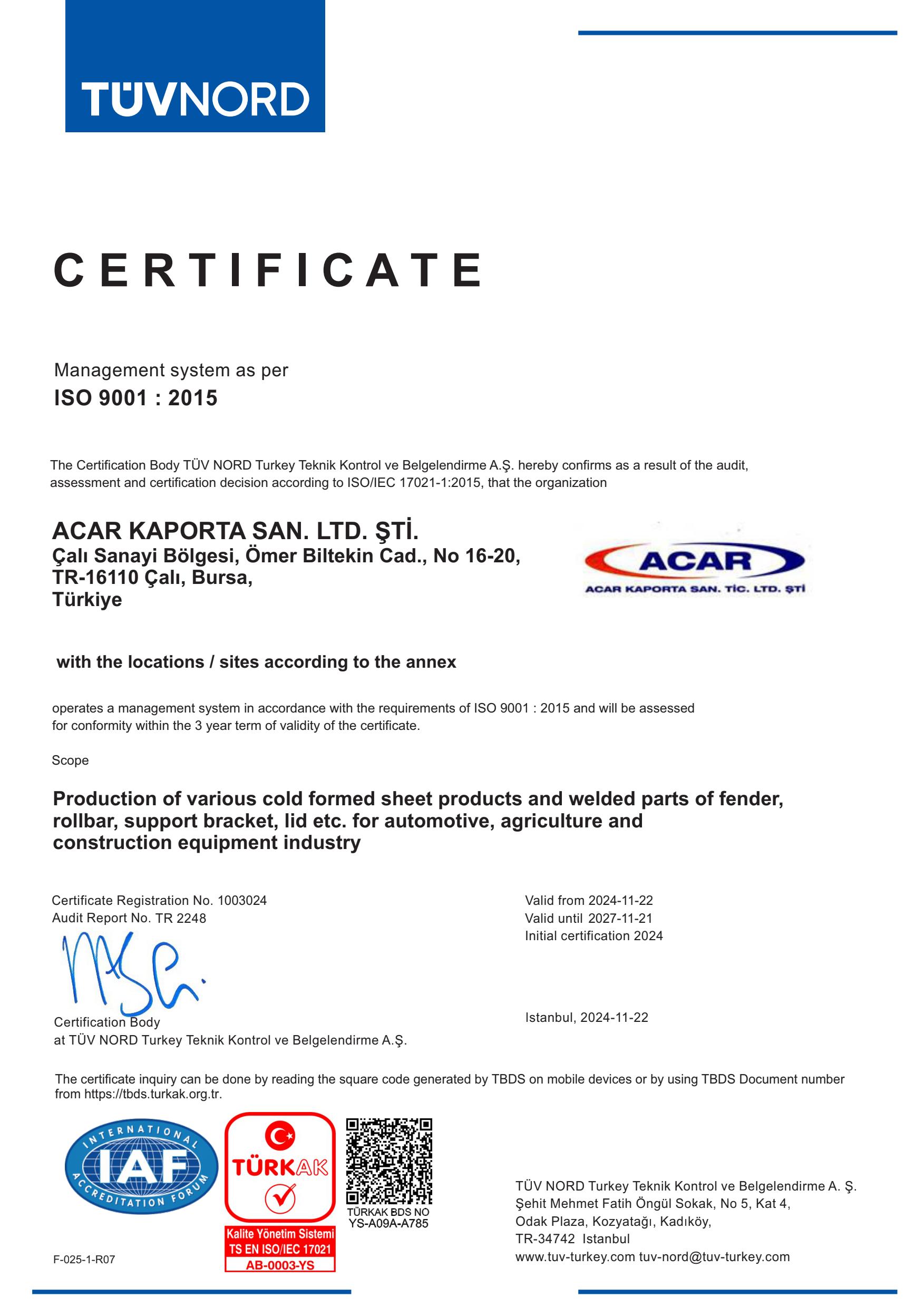 Kalite Yönetim Sistemi